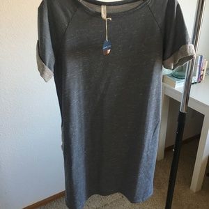 Blue Sweatshirt Maternity Dress with Pockets